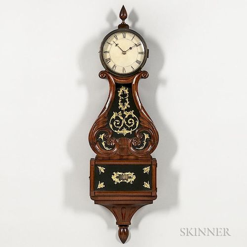Carved Mahogany "Harp-pattern" or Lyre Clock