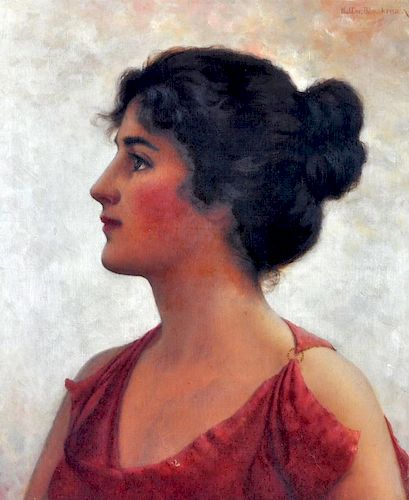 Walter Blackman "Portrait of a Lady in Red" O/C