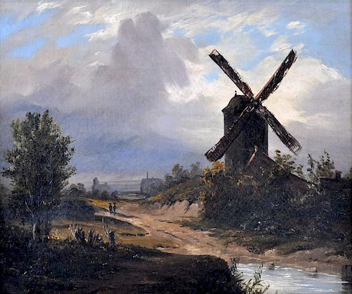 Robert Duncanson Attrib. to "Windmill" O/C