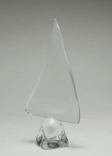 Daum Crystal Art Glass Sailboat Mid-Century Modern