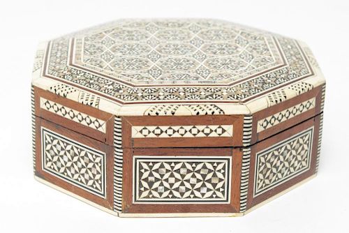 Syrian Trinket Box, Walnut & Mother-of-Pearl Inlay