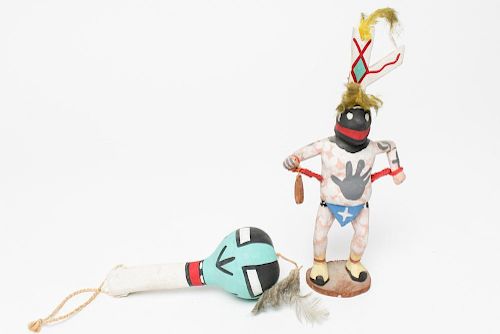 American Indian Kachina Doll & Rattle