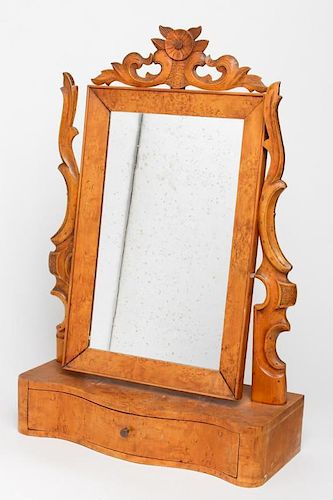 Antique Gentleman's Birch Shaving Mirror, 19th C.