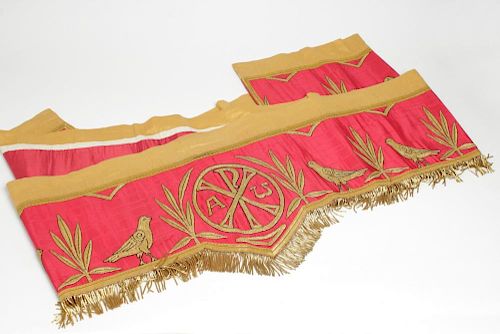 Antique Antependium Altar Cloth, Religious Brocade