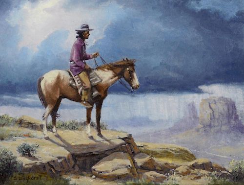 Untitled (Indian on Horseback) by Olaf Wieghorst