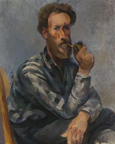 Self Portrait with Pipe by Willard Nash