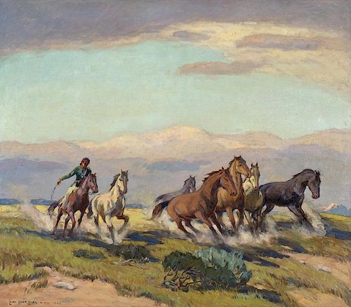 Navajo Herding Wild Horses by Carl Oscar Borg