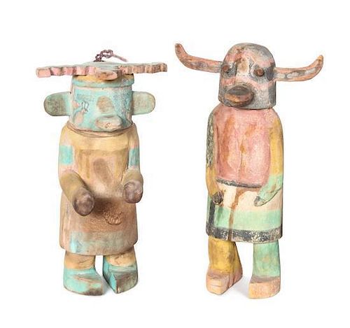 Two Hopi Polychrome Kachinas Height of tallest 9 inches