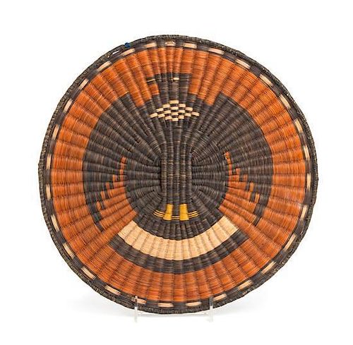 A Hopi Basket Tray Depicting an Eagle Diameter 14 inches