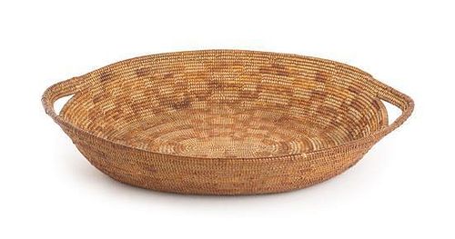 A Central California Mission Basket Length 16 1/4 x width 13 1/4 x height 2 1/2 inches