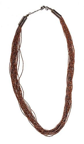 A Fine Twenty-Five-Strand Southwestern Heishi Bead Necklace Length 26 inches