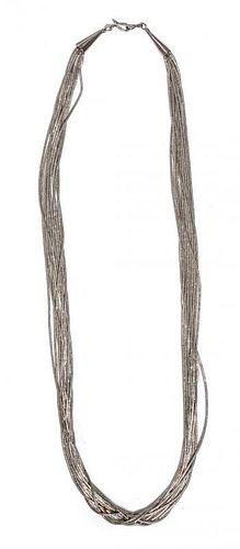 A Southwestern Liquid Silver Necklace Length 25 inches
