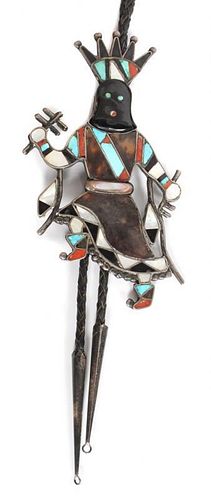 A Zuni Multi-Stone Gan Dancer Bolo Height 5 inches.