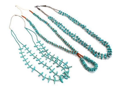 Three Southwestern Necklaces Length of first 30 inches.