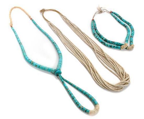Three Southwestern Style Necklaces Length of first 24 inches.