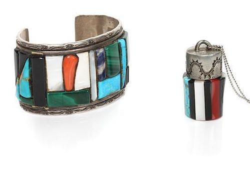 A Silver and Multi-Gem Cuff Bracelet, Robert Murphy Length of bracelet 5 1/4 x opening 1 1/4 x width 1 1/8 inches.