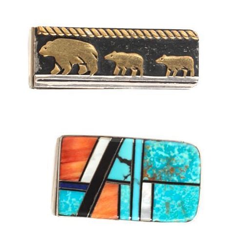 Two Southwestern Money Clips Length of first 2 1/8 inches.