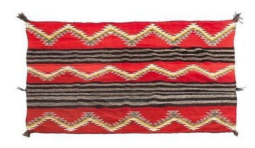 A Navajo Transitional Period Woman's Wearing Blanket 64 3/4 in x 47 1/4 inches.