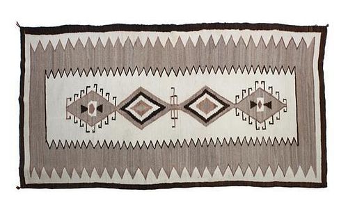 A Navajo Two Grey Hills Rug 50 x 100 inches.