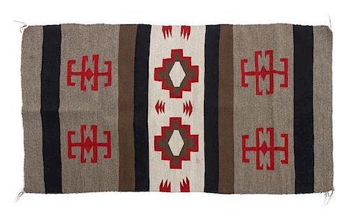 A Finely Woven Navajo Mat 21 1/2 x 35 1/4 inches.