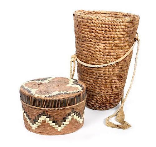 A Large Jicarilla Apache Burden Basket Height 16 x maximum diameter 11 inches.