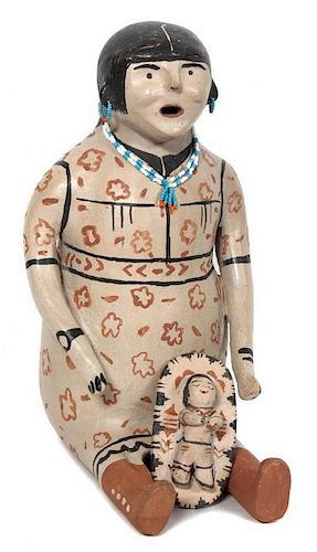 Seferina Ortiz and Felicita Eustace (1931-2007 and b. 1927), Cochiti Polychrome Storyteller Height 8 inches.