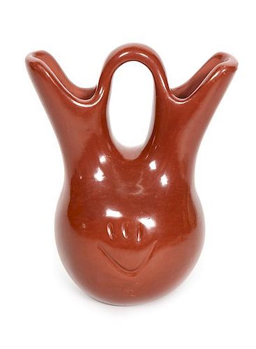 Mida Tafoya (b. 1931), Santa Clara Redware Wedding Vase Height 7 1/2 inches.