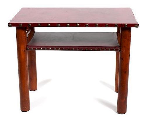 Thomas C. Molesworth (1890-1977), Three Wood and Leather End Tables Height 22 x length 27 x depth 15 inches.