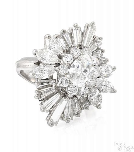 Platinum and diamond cluster ring