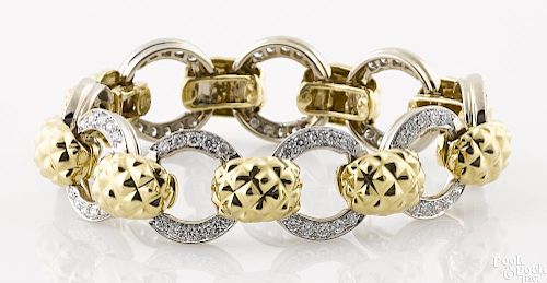 18K yellow and white gold and diamond bracelet