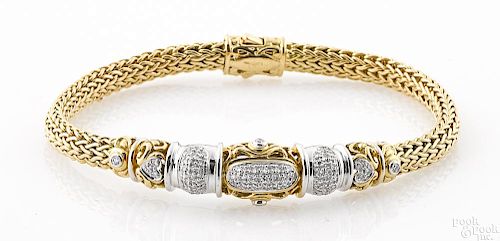 18K yellow gold and diamond bracelet