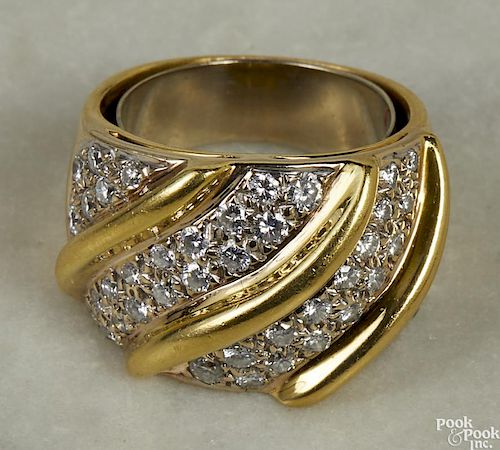 18K yellow gold and diamond ring
