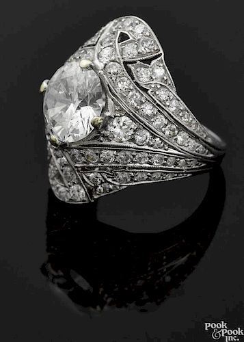 Platinum and diamond art deco ring