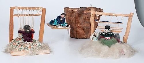 Akimel O'odham [Pima] Basket plus Navajo Dolls