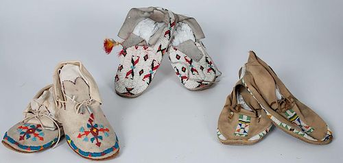 Creek Beaded Hide Moccasins PLUS, From an American Museum
