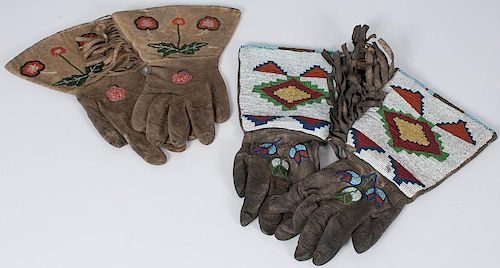 Plateau Beaded Hide Gauntlets, From an American Museum