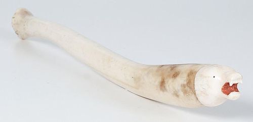 Carved Walrus Ivory Bear Head Oosick