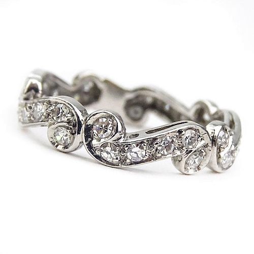 Vintage Approx. .75 Carat Diamond and Platinum Ring Band.