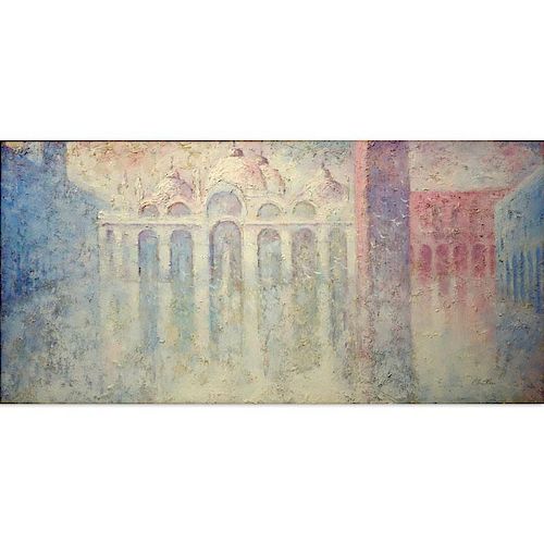 Contemporary Oil On Canvas "Piazza San Marco, Venice". Signed Cloutier, titled en verso.