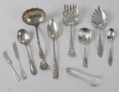 Ten Ornate Sterling Serving Pieces