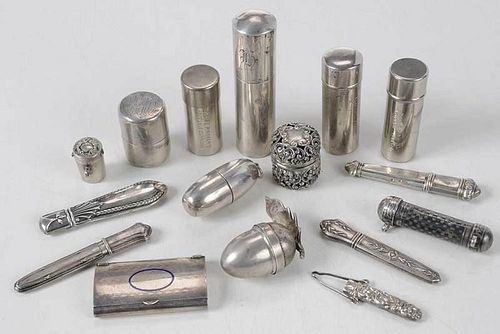 Sixteen Silver Sewing Items