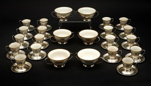 Gorham sterling 18 demitasse cups, 6 boullion bowls