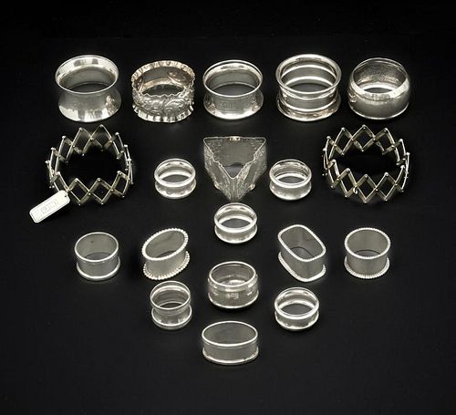 18 Silver napkin rings from various makers