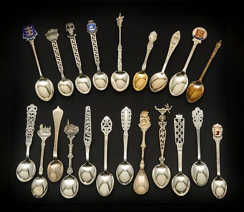 21 Silver souvenir and demitasse spoons