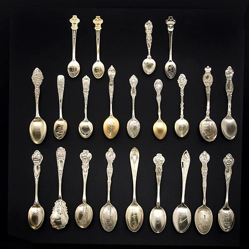 22 Sterling souvenir spoon of various nationalities