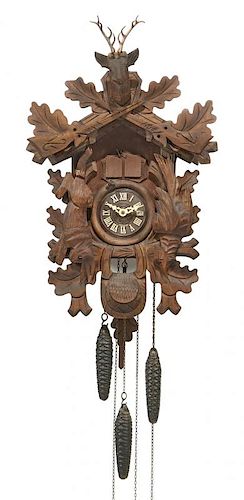 Early 20th c Black Forest cuckoo clock, musical movement