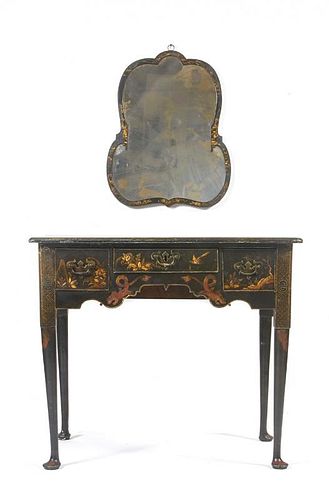 Mid 18th c English Chinoiserie dressing table and mirror