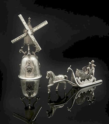 2 Dutch silver miniature figures