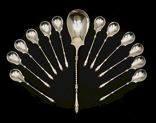 Set of 12 Dutch 800 silver demitasse spoons