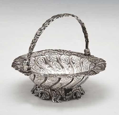 French silver repousse and pierced bowl